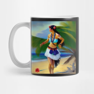 Hula Girl Hawaiian Luau Impressionist Painting Hawaii Palm Trees Mug